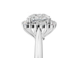 White gold Cushion Cut Diamond Halo Ring with Solitaire Band and Prong Setting_88