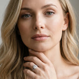 White gold Cushion Cut Diamond Halo Ring with Split Shank Pavé Band and Prong Setting_87