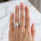 White gold Cushion Cut Diamond Halo Ring with Split Shank Pavé Band and Prong Setting_87