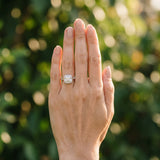 10K White Gold 2.55 Carat E VS1 Cushion Diamond Halo Ring with Split Shank and Four-Prong Setting