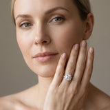10K White Gold 2.55 Carat E VS1 Cushion Diamond Halo Ring with Split Shank and Four-Prong Setting
