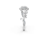 White gold Cushion Cut Diamond Halo Ring with Vintage Split Shank and Four-Prong Setting_84