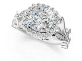 White gold Cushion Cut Diamond Halo Ring with Vintage Split Shank and Four-Prong Setting_89