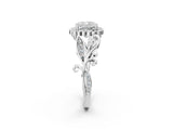 White gold Cushion Cut Diamond Halo Ring with Vintage Split Shank and Four-Prong Setting_90
