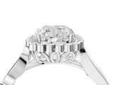 White gold Cushion Cut Diamond Halo Ring with Vintage Split Shank and Four-Prong Setting_92