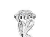 White gold Cushion Cut Diamond Halo Ring with Vintage Split Shank and Four-Prong Setting_93