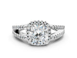 White gold Cushion Cut Diamond Halo Split Shank Engagement Ring_64