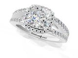 White gold Cushion Cut Diamond Halo Split Shank Engagement Ring_65