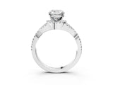 White gold Cushion Cut Diamond  Halo Twist Band Solitaire Prong Setting Ring_111