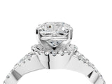 White gold Cushion Cut Diamond  Halo Twist Band Solitaire Prong Setting Ring_112