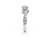 White gold Cushion Cut Diamond  Halo Twist Band Solitaire Prong Setting Ring_117