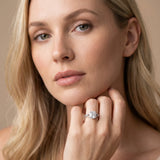 White gold Cushion Cut Diamond  Halo Twist Band Solitaire Prong Setting Ring_128