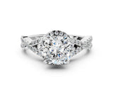 White gold Cushion Cut Diamond  Halo Twist Band Solitaire Prong Setting Ring_68