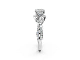 White gold Cushion Cut Diamond  Halo Twist Band Solitaire Prong Setting Ring_70