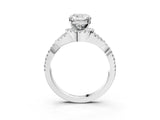 White gold Cushion Cut Diamond  Halo Twist Band Solitaire Prong Setting Ring_71