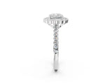 White gold Cushion Cut Diamond Milgrain Floral Halo Engagement Ring with Pavé Band_23