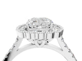 White gold Cushion Cut Diamond Milgrain Floral Halo Engagement Ring with Pavé Band_25