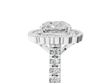 White gold Cushion Cut Diamond Milgrain Floral Halo Engagement Ring with Pavé Band_26
