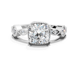 White gold Cushion Cut Diamond Milgrain Marquise Band with Prong Setting_5