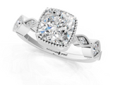 White gold Cushion Cut Diamond Milgrain Marquise Band with Prong Setting_6
