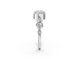 White gold Cushion Cut Diamond Milgrain Marquise Band with Prong Setting_7