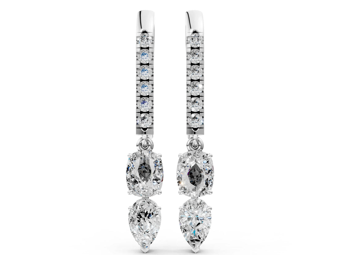 White gold Cushion Cut Diamond Multi-Shape Drop Earrings_32