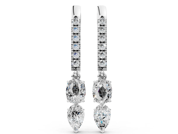 Platinum Cushion Cut Diamond Multi-Shape Drop Earrings