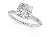White gold Cushion Cut Diamond Pavé Band Ring with Four-Prong Setting_72