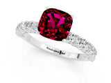 White gold Cushion Cut Diamond Pavé Band Solitaire Ring with Prong Setting_1