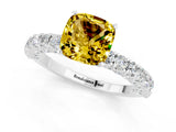 White gold Cushion Cut Diamond Pavé Band Solitaire Ring with Prong Setting_1