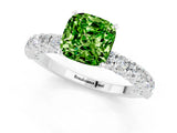 White gold Cushion Cut Diamond Pavé Band Solitaire Ring with Prong Setting_1