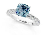 White gold Cushion Cut Diamond Pavé Band Solitaire Ring with Prong Setting_1