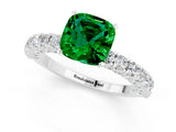 White gold Cushion Cut Diamond Pavé Band Solitaire Ring with Prong Setting_1