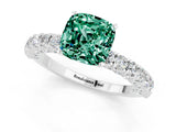 White gold Cushion Cut Diamond Pavé Band Solitaire Ring with Prong Setting_1