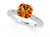 White gold Cushion Cut Diamond Pavé Band Solitaire Ring with Prong Setting_1