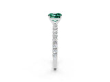 White gold Cushion Cut Diamond Pavé Band Solitaire Ring with Prong Setting_2