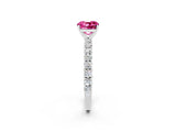 White gold Cushion Cut Diamond Pavé Band Solitaire Ring with Prong Setting_2