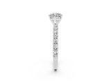 White gold Cushion Cut Diamond Pavé Band Solitaire Ring with Prong Setting_2