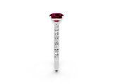 White gold Cushion Cut Diamond Pavé Band Solitaire Ring with Prong Setting_2