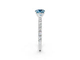 White gold Cushion Cut Diamond Pavé Band Solitaire Ring with Prong Setting_2