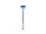 White gold Cushion Cut Diamond Pavé Band Solitaire Ring with Prong Setting_2