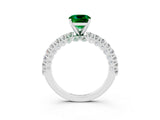 White gold Cushion Cut Diamond Pavé Band Solitaire Ring with Prong Setting_3