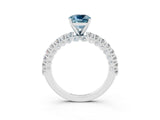 White gold Cushion Cut Diamond Pavé Band Solitaire Ring with Prong Setting_3