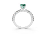White gold Cushion Cut Diamond Pavé Band Solitaire Ring with Prong Setting_3