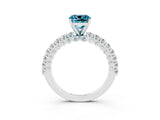 White gold Cushion Cut Diamond Pavé Band Solitaire Ring with Prong Setting_3