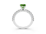 White gold Cushion Cut Diamond Pavé Band Solitaire Ring with Prong Setting_3