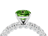 White gold Cushion Cut Diamond Pavé Band Solitaire Ring with Prong Setting_4