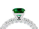White gold Cushion Cut Diamond Pavé Band Solitaire Ring with Prong Setting_4