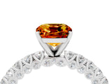 White gold Cushion Cut Diamond Pavé Band Solitaire Ring with Prong Setting_4