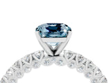White gold Cushion Cut Diamond Pavé Band Solitaire Ring with Prong Setting_4
